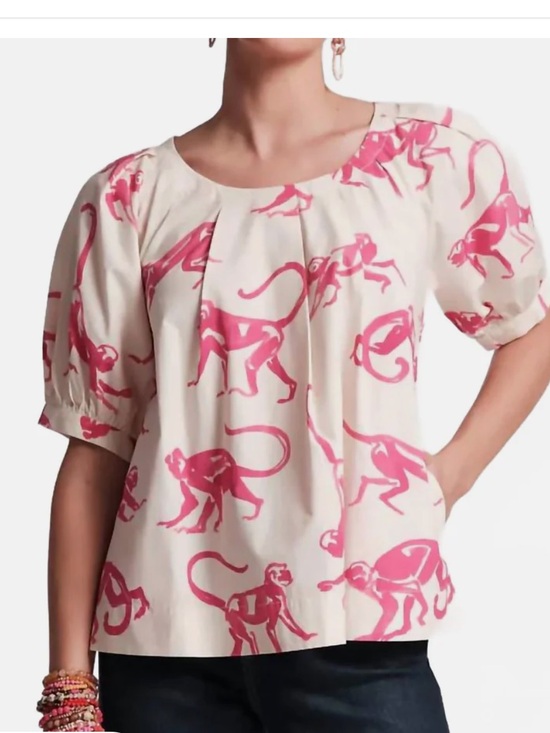 Frances Valentine Tops - NWT Frances Valentine Zonda Monkey-Print 3/4-Sleeve Cotton Top
